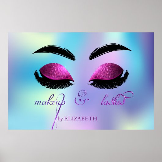 Schattige Glittery Faux Lashes, holografisch Poster (Voorkant)