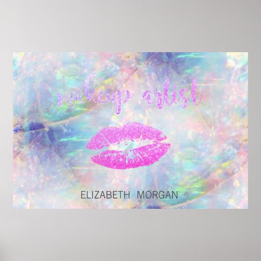 Schattige Glittery Lips, Kiss, Makeup artiest Opal Poster (Voorkant)