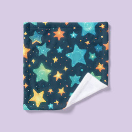 Schattige gloeiende sterren op blauw washandje