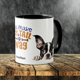 Schattige gluren Boston Terrier je maakt mijn staa Mok