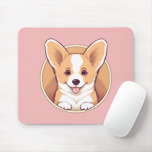 Schattige gluren Corgi Dog Muismat (Met muis)