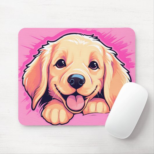 Schattige gluren Golden Retriever Dog Muismat (Met muis)