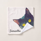 Schattige gluren kat badhanddoek set bad handdoek (Wasdoekje)