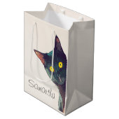 Schattige gluren kat geschenktas medium cadeauzakje (Voorkant Gekanteld)
