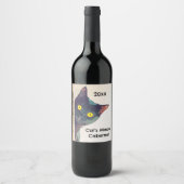 Schattige gluren kat wijn label wijn etiket (Voorkant)