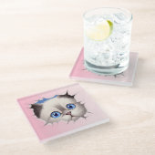 Schattige gluren Ragdoll Cat Glazen Onderzetter (Schuin)