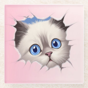 Schattige gluren Ragdoll Cat Glazen Onderzetter