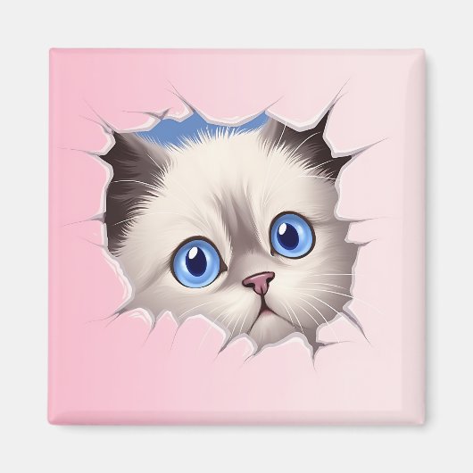 Schattige gluren Ragdoll Cat Magneet (Voorkant)