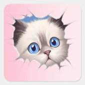 Schattige gluren Ragdoll Cat Vierkante Sticker (Voorkant)