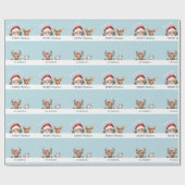 Schattige gluren Santa Kerstmis cadeaupapier (Vlak)