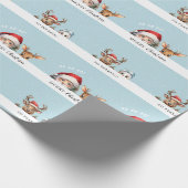 Schattige gluren Santa Kerstmis cadeaupapier (Hoek)