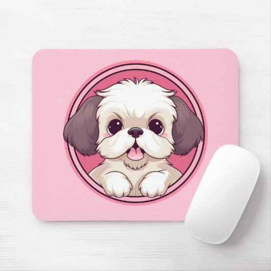 Schattige gluren shih tzu dog muismat (Met muis)