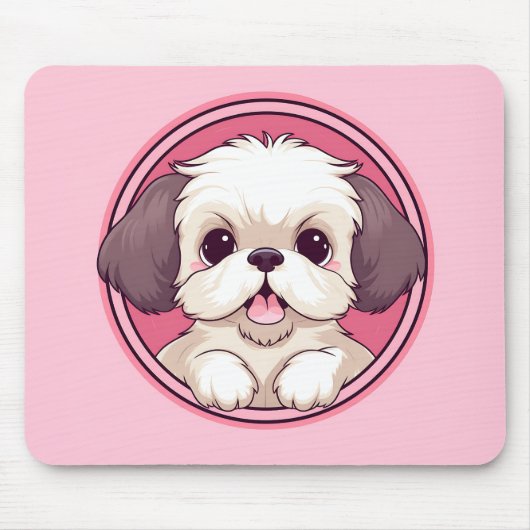 Schattige gluren shih tzu dog muismat (Voorkant)