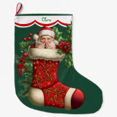 Schattige gluren sinterklaas grote kerstsok (Voorkant)