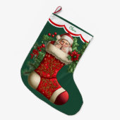 Schattige gluren sinterklaas grote kerstsok (Voorkant (Hangend))