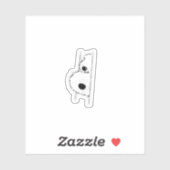 Schattige glurende witte kat illustratie sticker (Vel)