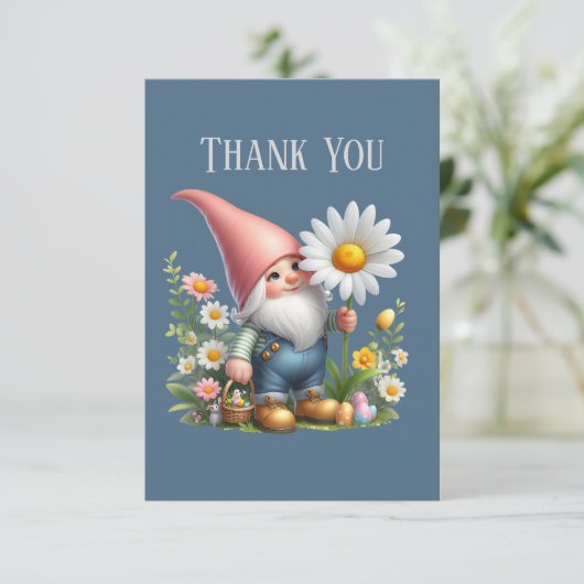 Schattige Gnome bericht toevoegen Dank u kaart (Staand voorkant)