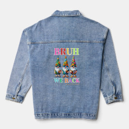 Schattige Gnome Bruh We Back terug naar school  Denim Jacket