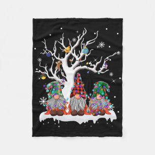 Schattige Gnome Buffalo Plaid Kerstboom Licht Leli Fleece Deken