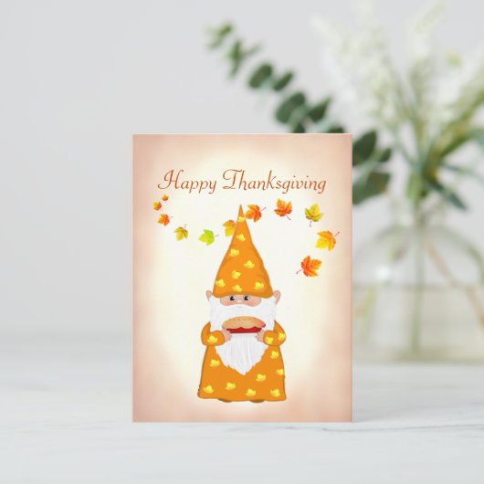 Schattige Gnome en Herfst bladeren Thanksgiving Br Briefkaart (Staand voorkant)