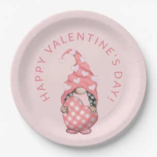 Schattige Gnome Fijne Valentijnsdag Feest Papieren Bordje