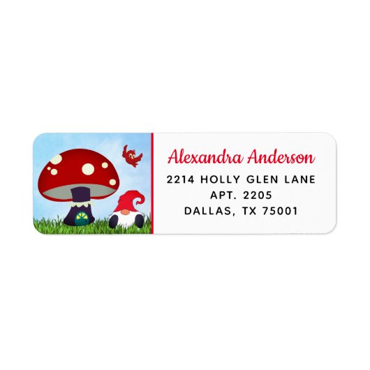 Schattige Gnome Home Retouradres Etiket (Voorkant)