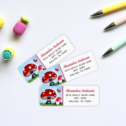 Schattige Gnome Home Retouradres Etiket