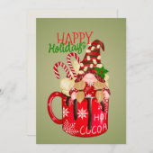 Schattige Gnome in een Beker Vlakke Kerstkaart (Voorkant / Achterkant)