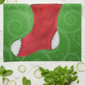 Schattige Gnome in Kerstmis Kousen op Swirls Theedoek (Gevouwen)