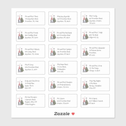 Schattige Gnome Kerst 18 Individuele Naam Adressen Sticker (Vel)