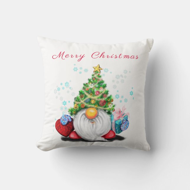 Schattige Gnome Kerstkussen Kussen (Voorkant)