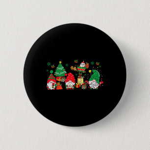 Schattige Gnome Kerstman Kabouter Kerstmis Familie Ronde Button 5,7 Cm