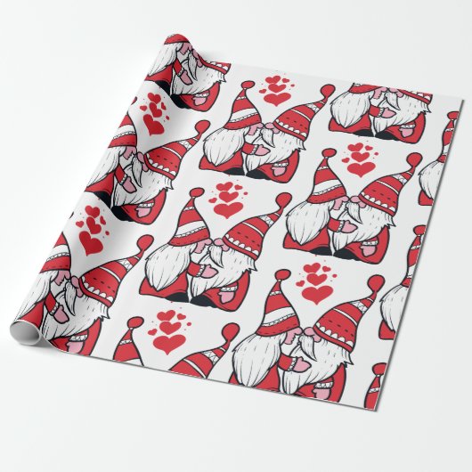 Schattige Gnome Kisses Cadeaupapier (Uitgerold)