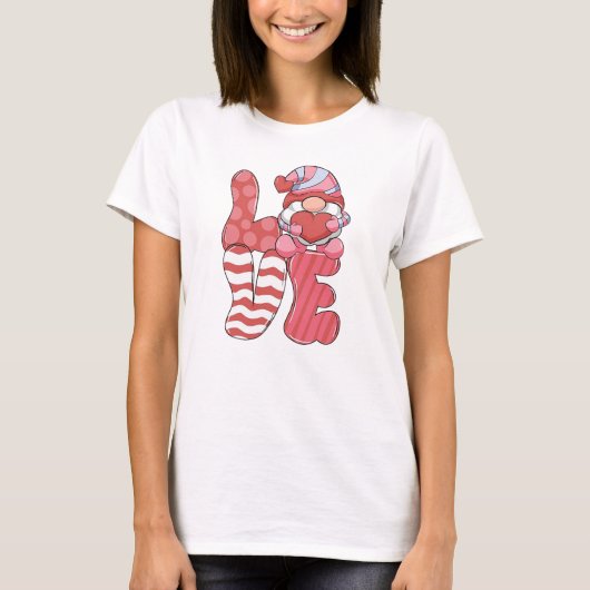 Schattige Gnome Love Valentijnsdag T-shirt (Voorkant)