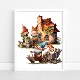 Schattige Gnome Poster 
