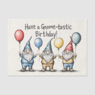 Schattige Gnome Verjaardag Illustratie met Ballonn Tissuepapier