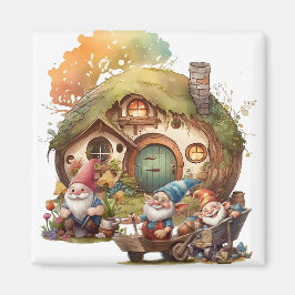 Schattige Gnome Vierkante Magneet