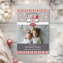 Schattige Gnome voor de Feestdagen Nordic Grijs Ro Feestdagenkaart