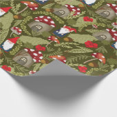 Schattige gnomen en paddenstoelen cadeaupapier (Hoek)