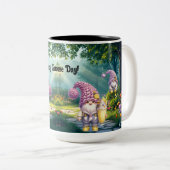 Schattige gnomen tweekleurige koffiemok (Voorkant rechts)