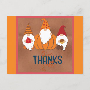 Schattige Gnomes Bedanken Zich Allen Herfst Briefkaart