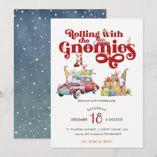 Schattige Gnomes Kerstfeest Uitnodiging