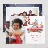 Schattige Gnomes & Kerstman | Kerst Fotokaart (Voorkant / Achterkant)