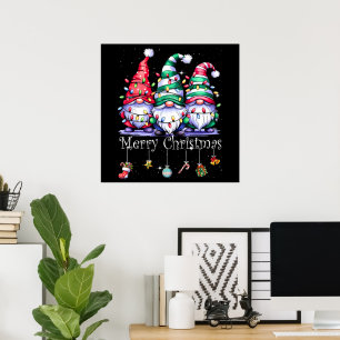 Schattige Gnome's Kerstmis Licht Familie Gnome  Poster