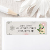 Schattige gnoom, sneeuwvlokken, glitter etiket (Insitu)