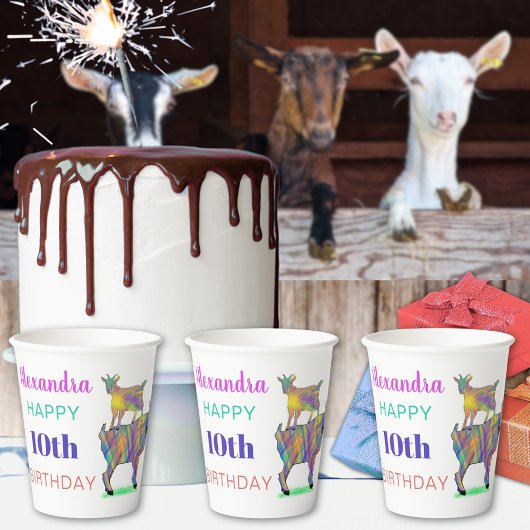Schattige Goats 10e verjaardagsfeest Papieren Bekers
