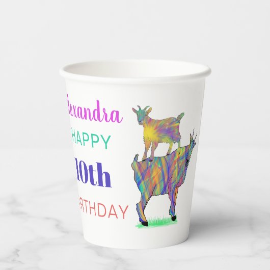 Schattige Goats 10e verjaardagsfeest Papieren Bekers (Achterkant)