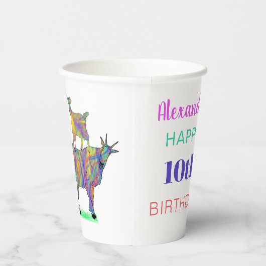 Schattige Goats 10e verjaardagsfeest Papieren Bekers (Rechts)