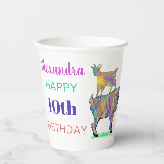 Schattige Goats 10e verjaardagsfeest Papieren Bekers (Voorkant)