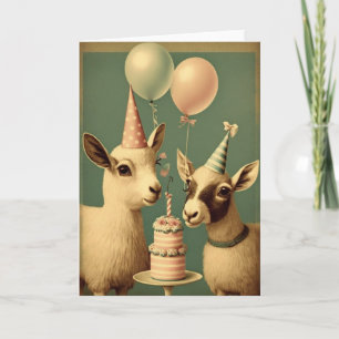 Schattige Goats Birthday Party Wenskaart Kaart